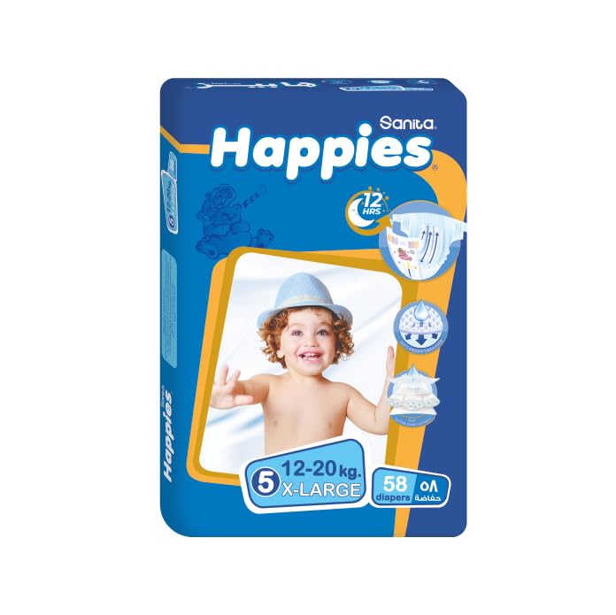 Happies Baby Diapers stretch X-Large (size 5) 58 diapers