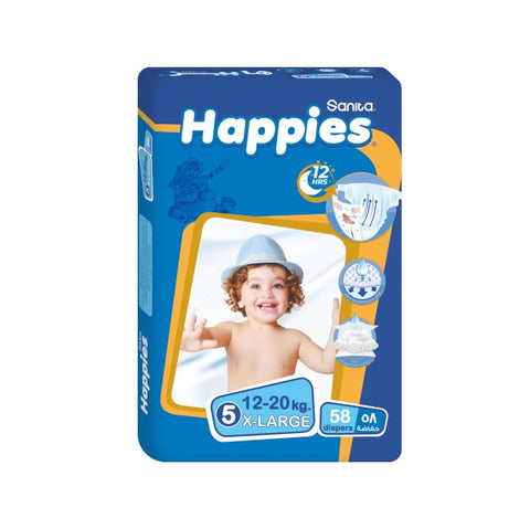Happies Baby Diapers stretch X-Large (size 5) 58 diapers