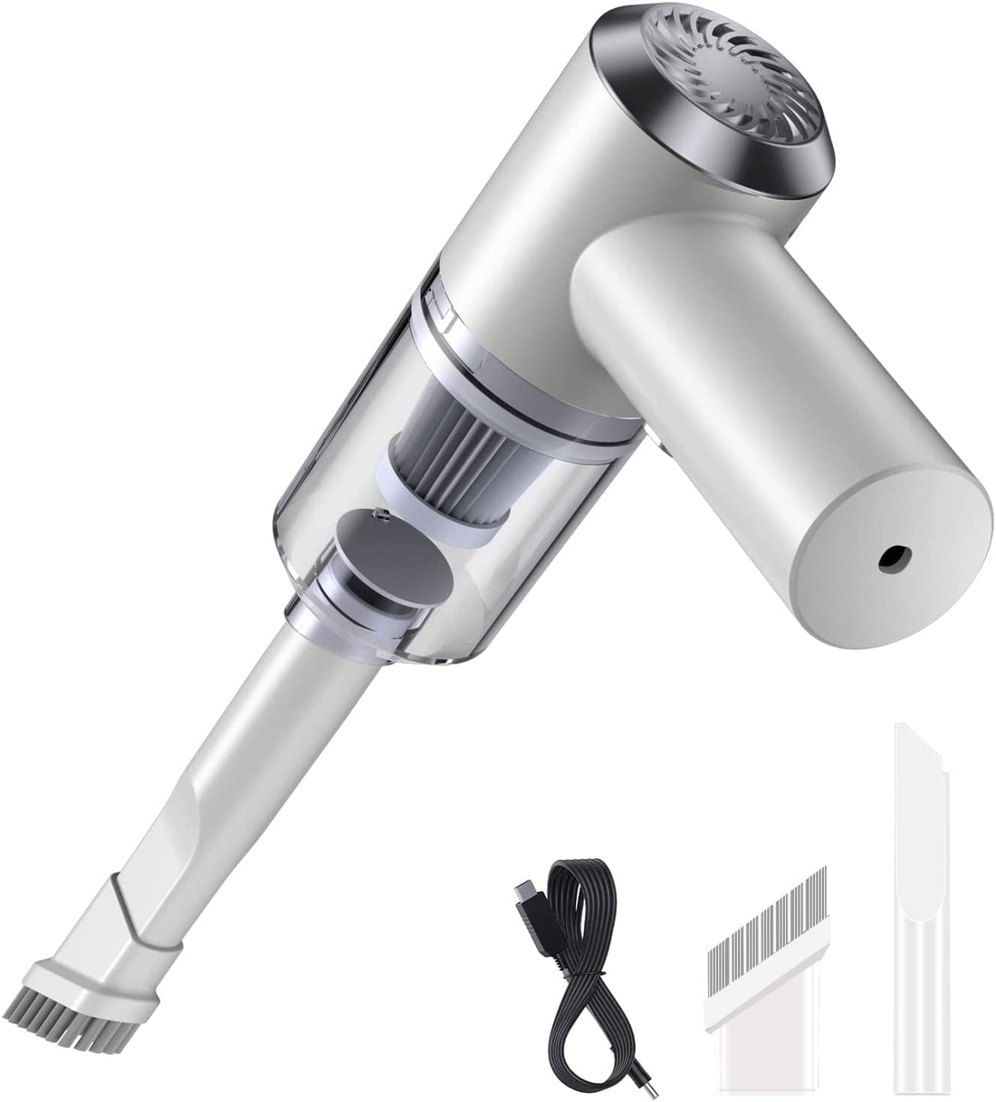 Hand vacuum cleaner,mini handheld vacuum -cordless rechargeable portable vacuum cleaner with led light, usb vacuum cleaner for car,home, keyboard, pet hair (white)