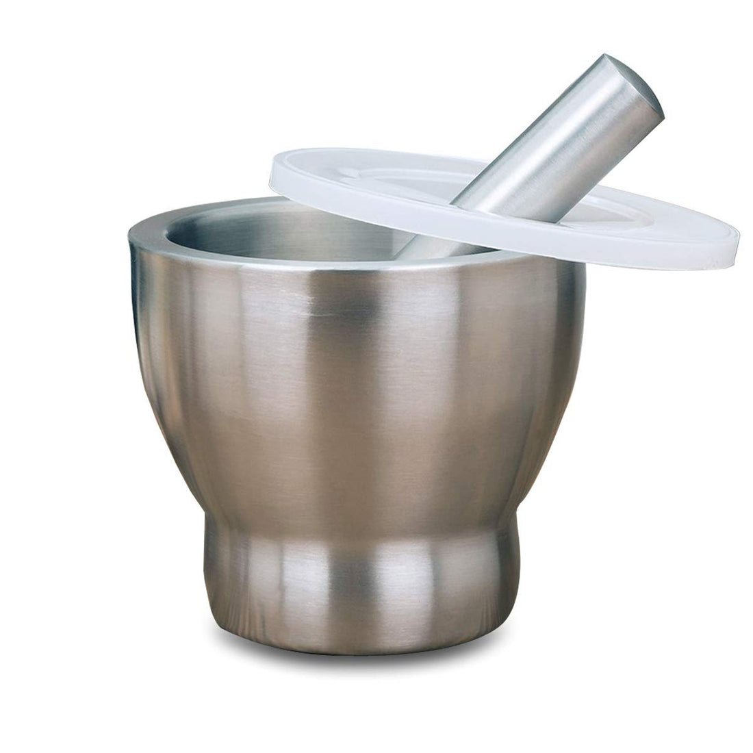 Heavy Stainless Steel Mortar with Lid and Solid Base Durable Cast Design for Daily Kitchen Use High Stability Easy Grinding