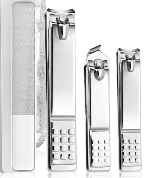 NAIL Clippers Set 4 PCs Nail Clipper for Men Women Sturdy Sharp Stainless Steel Fingernail Clipper & Toenail Clippers Professional Manicure Kit Fingernail Tools for Nail Care (silver-green cover)