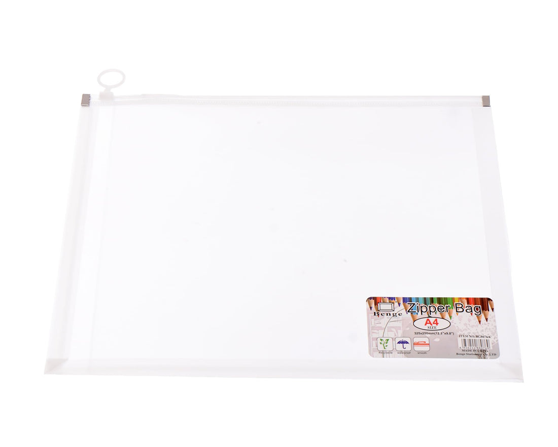 Elmaayergy BG8076A_Z-1 Plastic Zipper Bag A4, Premium Materials Ensure Durability And Professional Finish - Clear