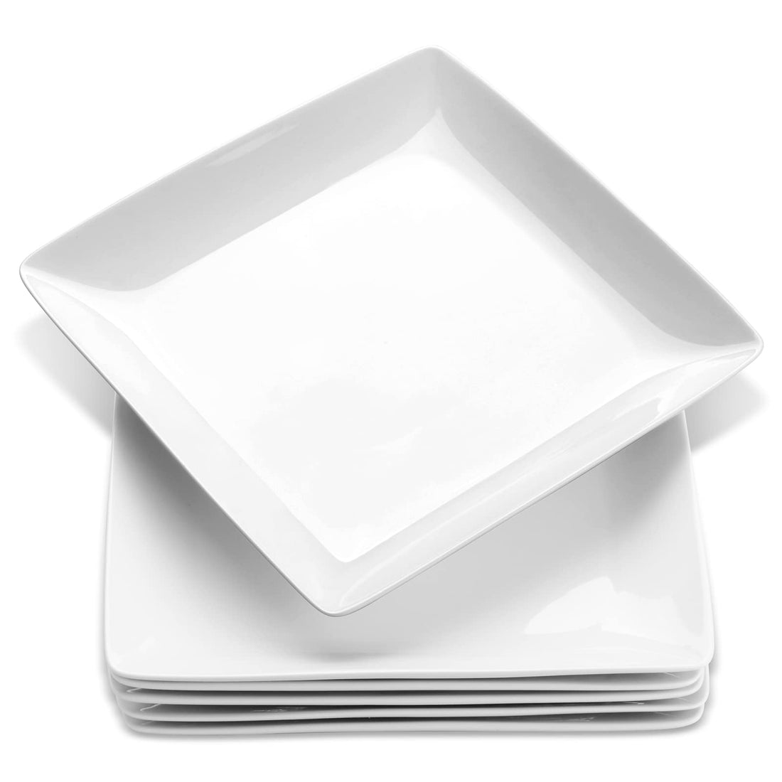 Porcelain Square Dinner Plates, 10.75 Inch Square Serving Plate for Steak, Pasta, Salad, Snacks, Pizza, Appetizer Plates, Set of 6, White