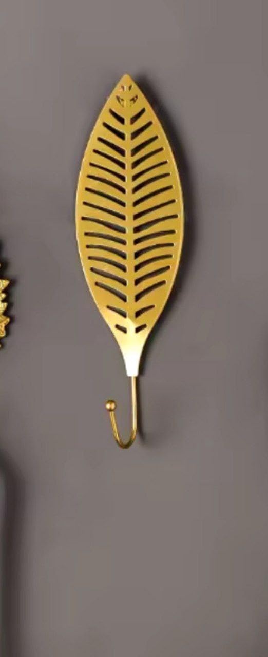 Generic Decorative Metal Leaf Wall Hook, Gold, 28 cm .g