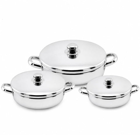 Aluminum Oven Tray Set with Lid, 3 Pieces - Silver - Multi Size