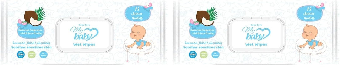 Easy Care Baby Wipes, Coconut Scent, 72 Wipes (Pack of 2)