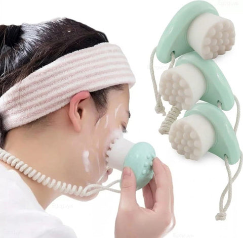 Facial and nails Cleansing Brush very soft hair - Gentle Exfoliator, Deep Cleansing, Massaging Brush,Nail Cleaning Brush - Soft Brush for Home & Salon Use (light green color)