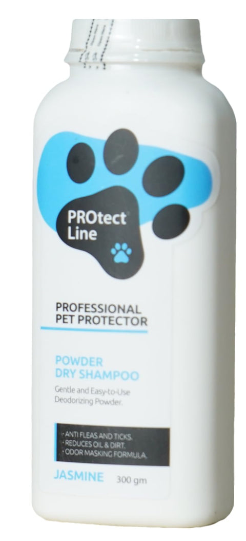 SafeLine Dry shampoo - PROtect Line Powder Shampoo for cats and dogs - Anti Fleas and ticks سيف لاين دراي شامبو جاف بودرة مضاد للحشرات للقطط والكلاب (300 gram, Jasmine)