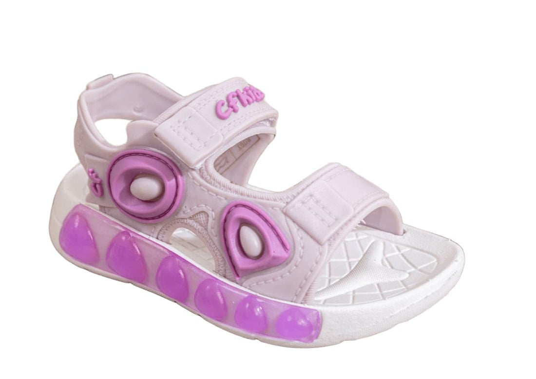 Medical Girls Sandals, Mauve and White, Flexible Non-Slip Sole, Sizes 22-35, Excellent Breathability, Adhesive Tape