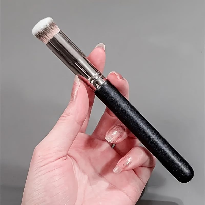 1Pc Concealer Brush for Under Eye Face Sun Spots Acne Blemishes Professional Makeup Brush for Liquid Cream Concealing Contouring Setting and Blending-black