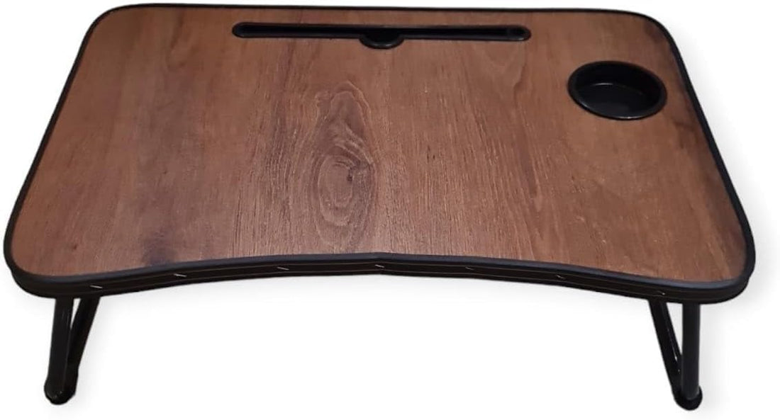 Wooden Study Table (Portable Laptop Table with Foldable Legs, Tablet Slot, Notebook Slot, Cupboard)