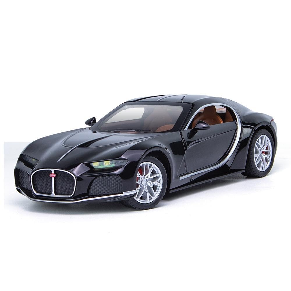 Bugatti Atlantic Die Cast Model Pull Back Model with Sound & Lights 1:24 Scale Black - A2417