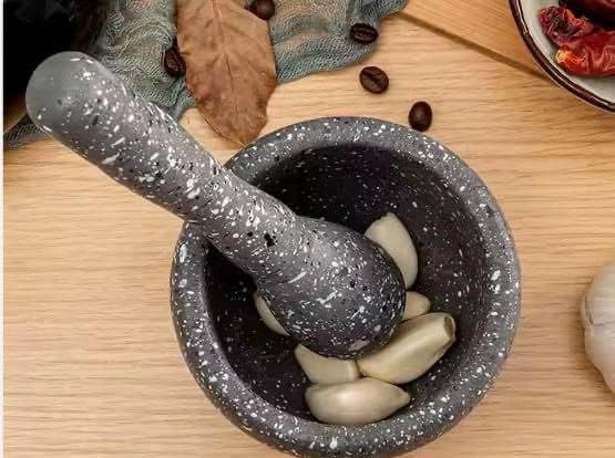Generic Granite Pattern Mortar and Pestle, Heavy Plastic Construction, Grey .flo