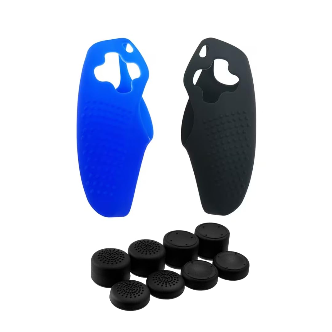 Half Blue Half Black PS-5 Controller Cover with 8 Thumbstick Caps