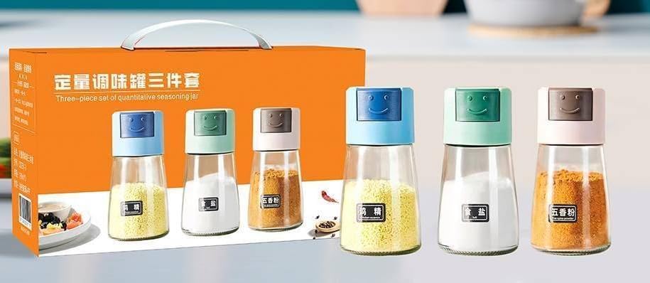 360° Rotating Spice Set with LED Touch Light – Spice Organizer 16 Stainless Steel Glass Jars – Multi-Use Kitchen Spice Rack for Space Saving (3 * 1 Small Spice Set)