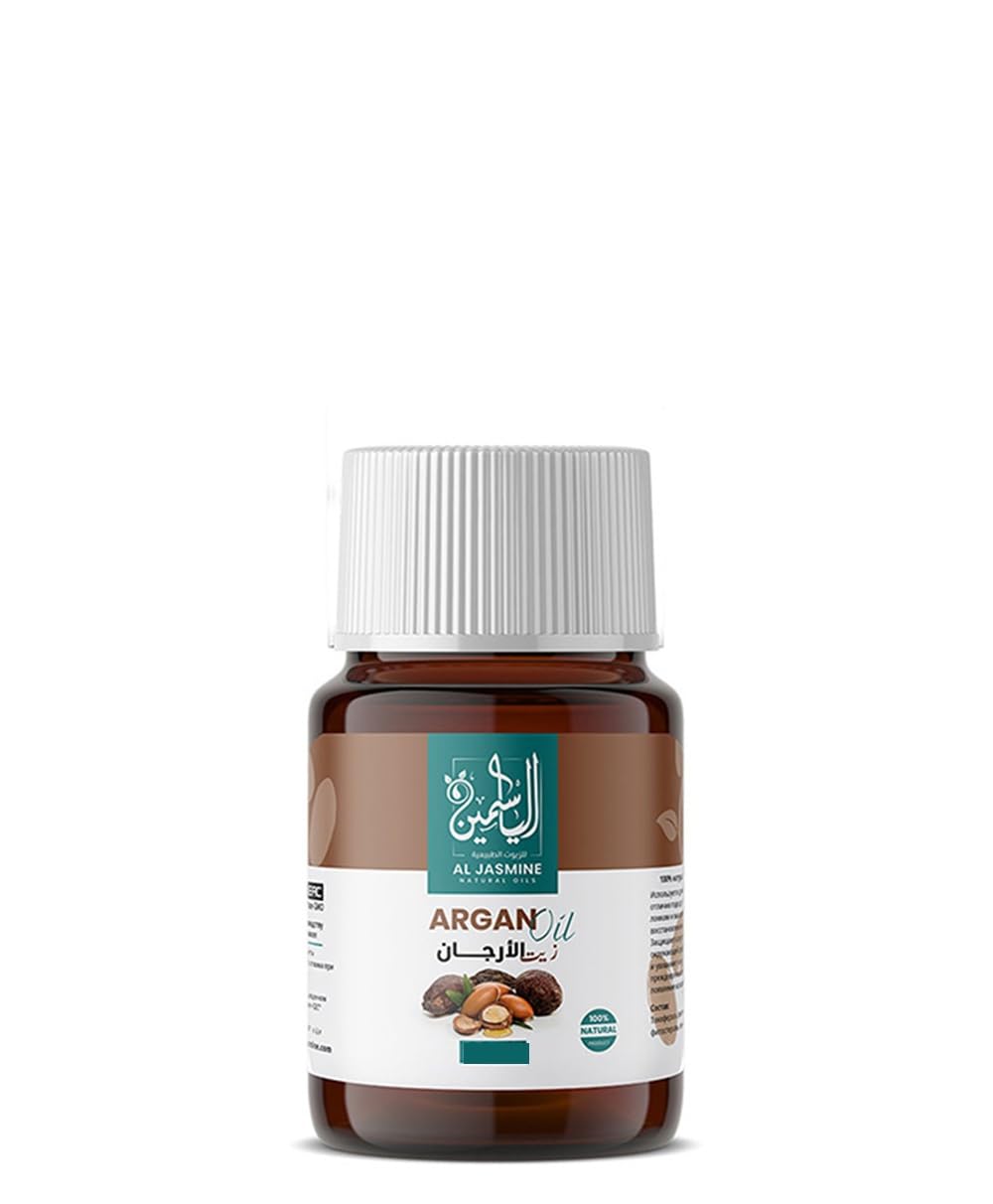 AL JASMINE NATURAL OILS Argan 100% Pure - Multi-Benefit with Vitamin E for Hairs Regeneration and Restoration | Wound Healing Deeply Moisturizes the Skin (60 ml)