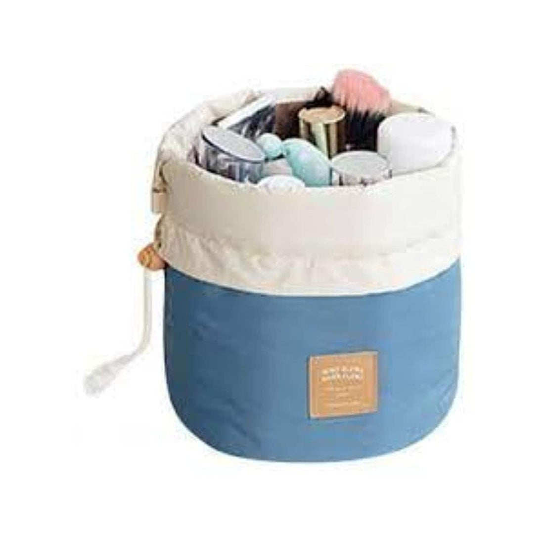 Waterproof Travel Makeup Cosmetic Toiletry Round Cylinder Pouch Storage Bag Organizer (Red)