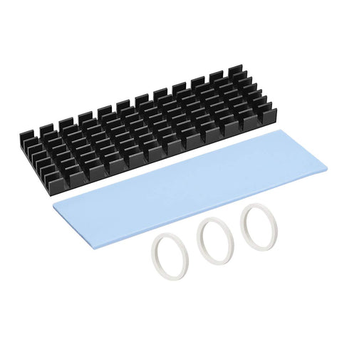 sourcing map M.2 Aluminum Heatsink Kit 70x22x5mm Slotted Design Black with Silicone Thermal Pads for 2280 SSD