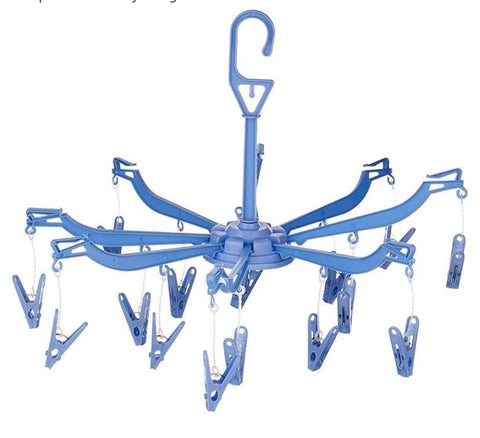 Foldable Round shape Clip and Drip Clothes Hanger - Multi Color