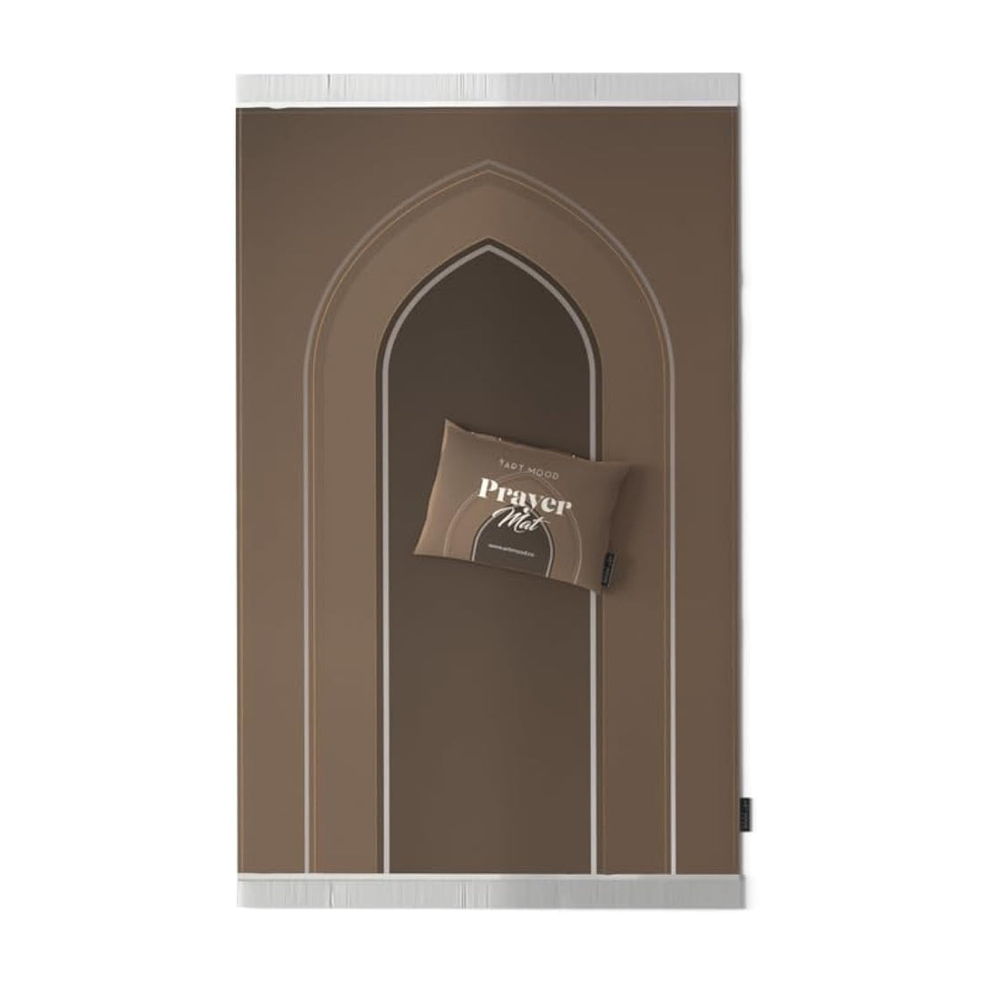 ART MOOD HOME Prayer Mat HOME Al-Taqwa, Velvet with Elegant Design, Soft Low Pile with Supportive Cushioning, Lightweight and Foldable for Home and Mosque, 117L × 68W cm, Cafe