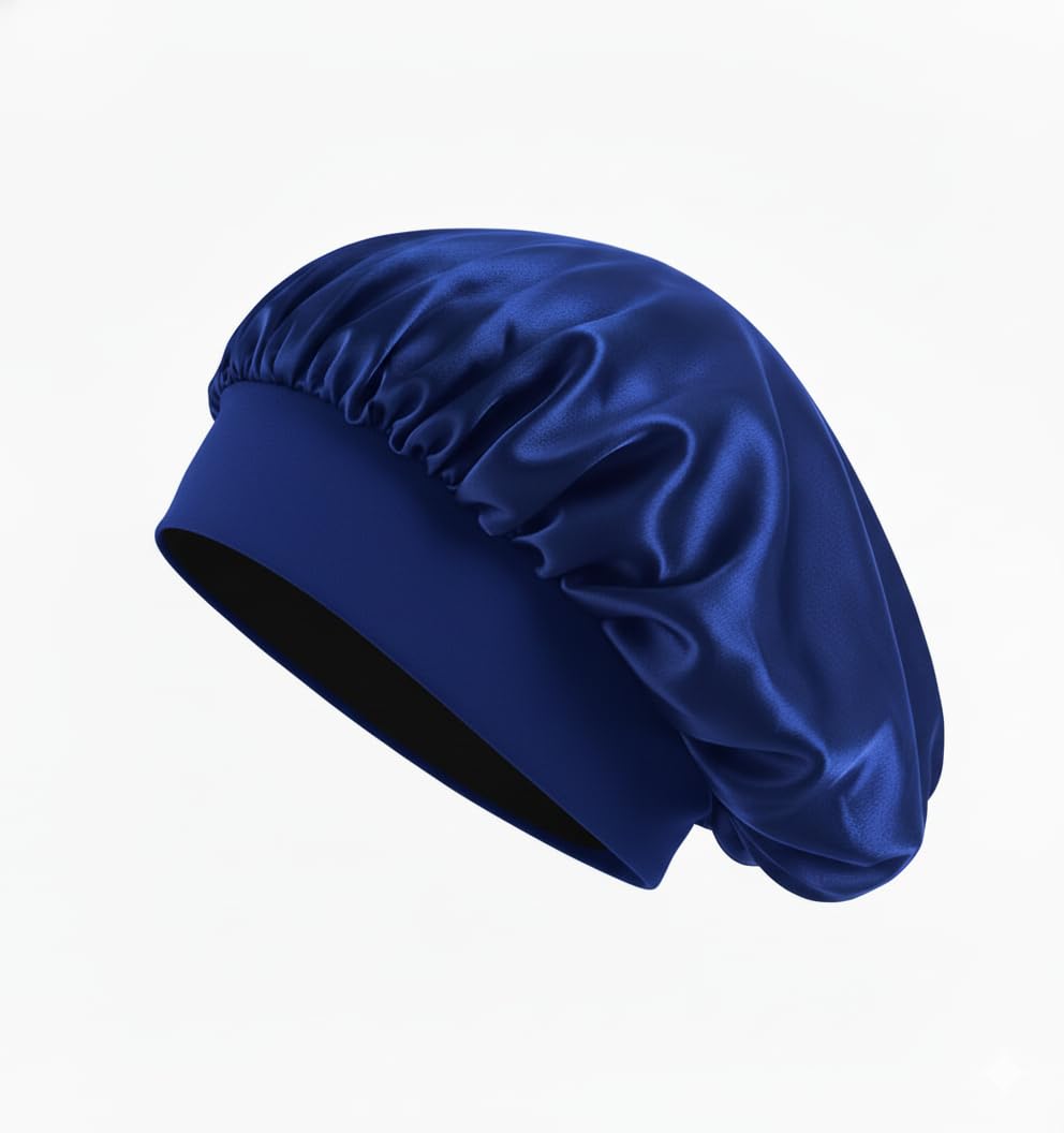 Satin Sleep Bonnet, Premium Soft Fabric (Blue)