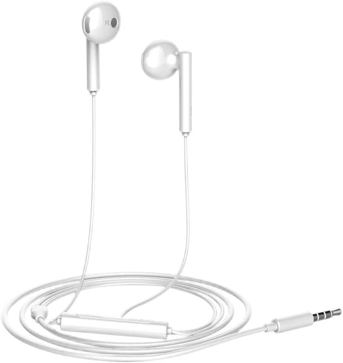 Honor AM115 Wired Half In-ear Headset 3.5mm Jack With Microphone Volume Control Fits Multiple Devices - White
