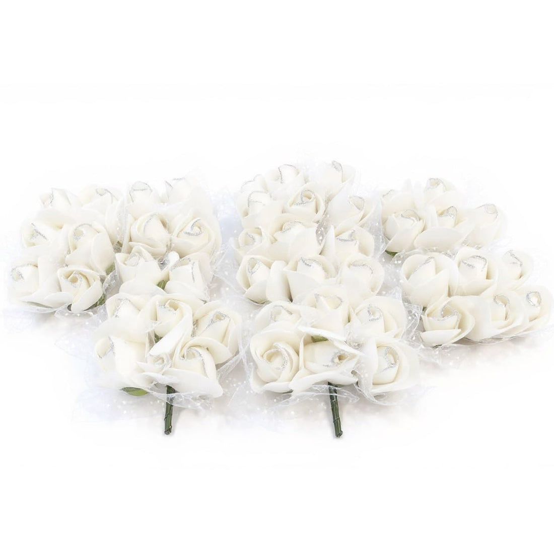 Natural Touch Artificial Rose Set - Soft and Durable Material - Elegant Decoration for Home and Events - 12 Rose Ties per Set (White)