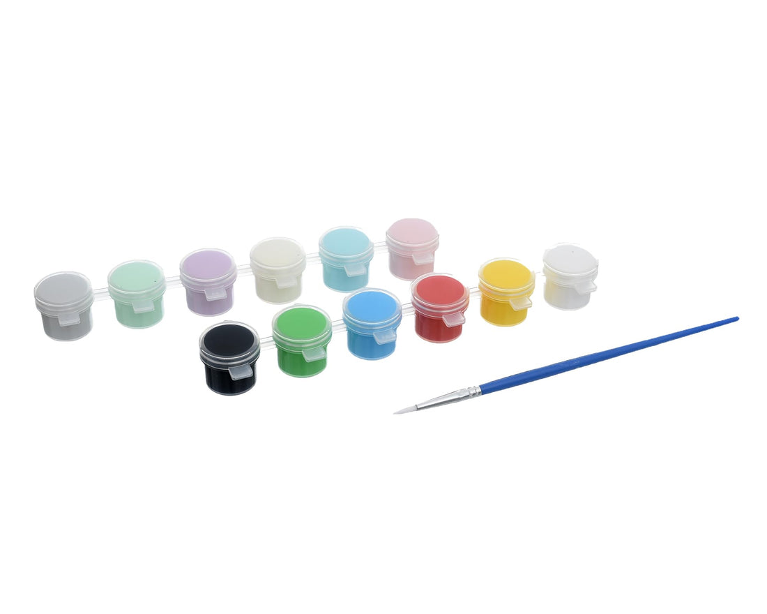 M&G Acrylic Paint Set, 12 Vibrant Colors with Brush for Canvas, Crafts, and DIY Art Projects
