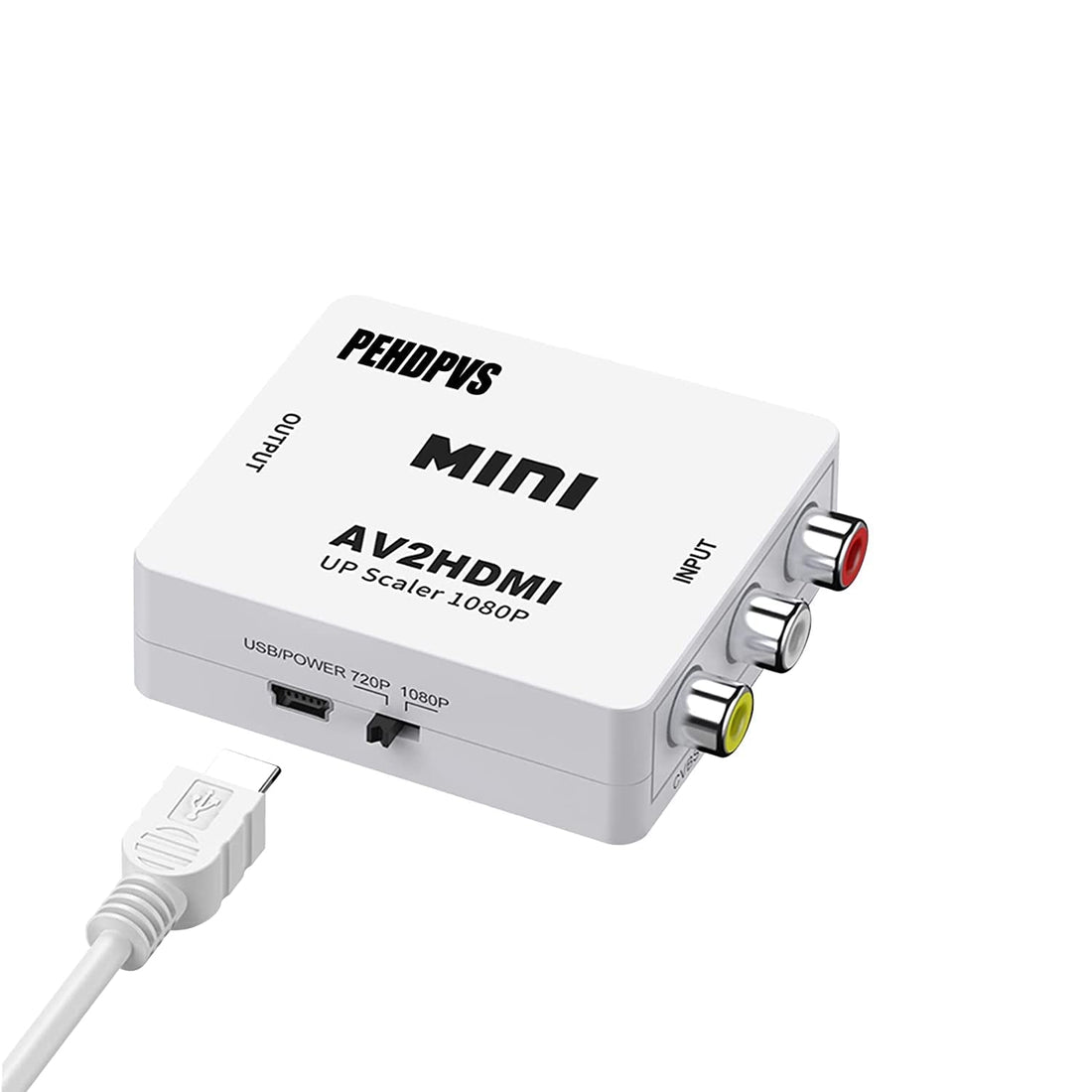 RCA to HDMI Converter AV to HDMI Converter 1080P Mini RCA Composite CVBS Video Audio Converter Adapter Supporting PAL/NTSC for PC/TV/ PS3/ STB/Xbox VCR/VHS/Blue-Ray DVD Players
