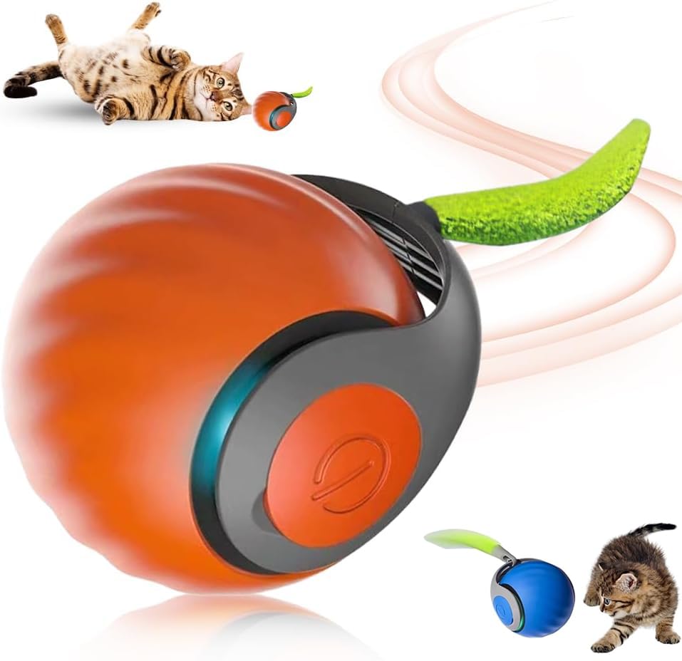 HOIDOKLY Speedy Tail 2.0, Speedy Tail Cat Toy, 2025 King of Interactive Cat Toy Ball, Automatic Cat Toy, Relieves Anxiety (Orange)