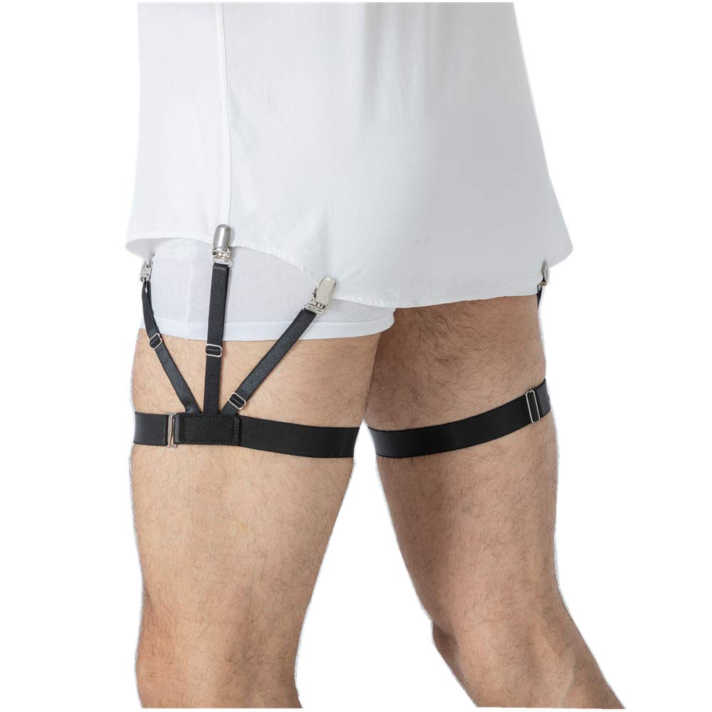 Circle M Men's Suspenders – Adjustable Shirt Tucking Garter and Holder for Securing Shirt Position – Durable Elastic Straps for Formal and Casual Wear – Black