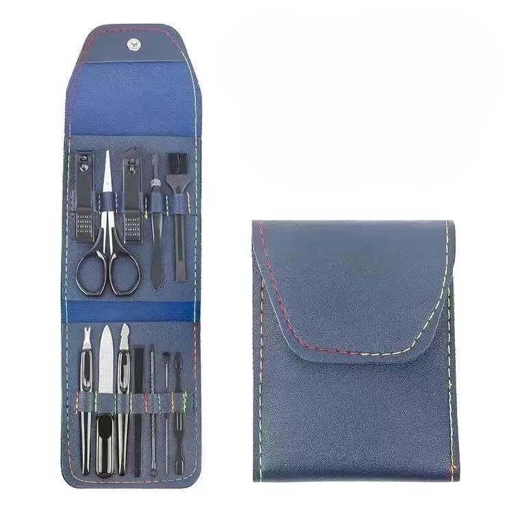 Premium 12 Piece Manicure Pedicure Set, Stainless Steel Nail Care Tools for Fingernails Toenails and Grooming, Travel Friendly Personal Care Kit with Leather Case