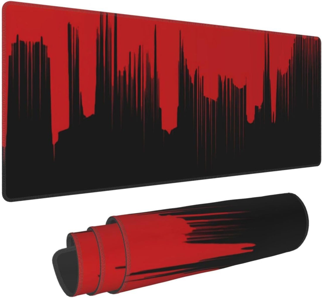 Gaming Mouse Pad (70 x 30cm) - Soft Speed surface Mouse Mat - Non Slip Rubber Base Black - Mousepad Stitched Edges for Keyboard Mouse Desk Pad fit to Work & Game (Black/Red)