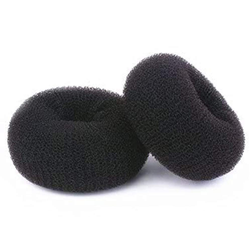 kitjans Hair Donut Bun Maker, Ring Style Bun, 2PCS Chignon Hair Large Doughnut Shaper for Thick and Long Hair (Large, 3.5 Inch/Black)