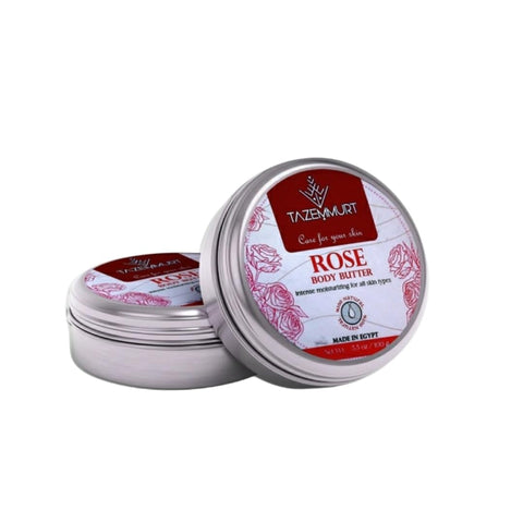 TAZEMMURT Rose Body Butter 100g – Deep Moisturizing & Nourishing Cream – Rose Infused Body Butter for Soft & Smooth Skin – Made in Egypt