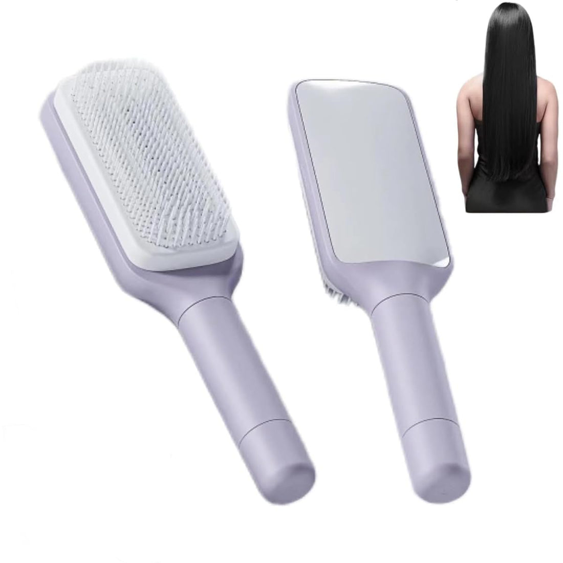 Self-Cleaning Hair Brush, Organic Hair Brush Without Pulling, Detangler Brush, Rotating Design, Professional Detangling Brush For Wet, Dry Hair, Women, Men (Purple)