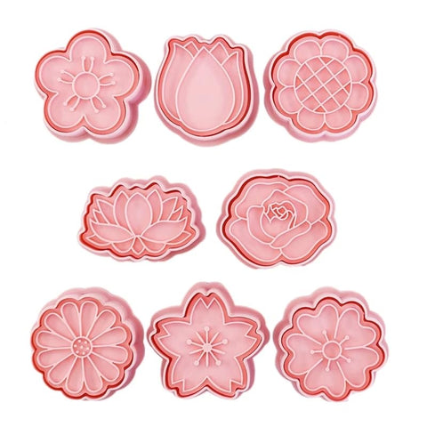 Assorted Flower Dough Cutter Set - 8 Pieces - Flower Cookie Cutters
