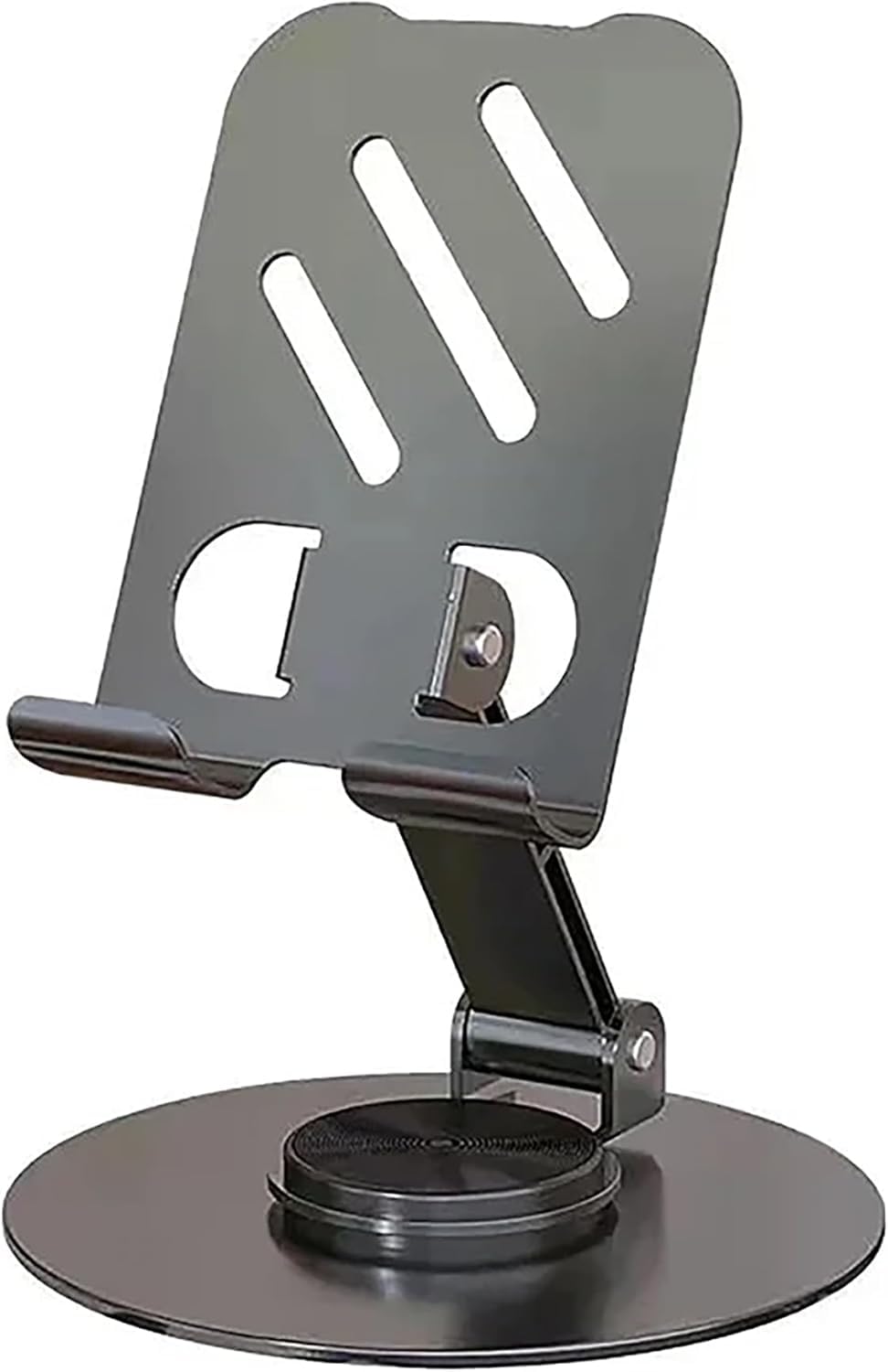 Circle M 360° Rotatable Metal Desktop Phone Stand: Height Adjustable Foldable Holder, Black