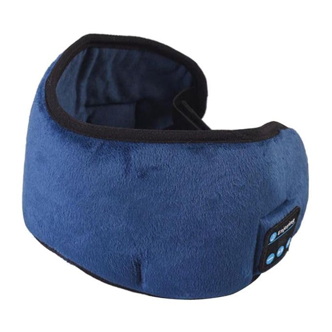 Sleep Eye Mask with Bluetooth 5.0 Wireless Headphones, Adjustable and Washable, Built-in Speaker and Microphone, Used for Sleeping on Trips, Blue