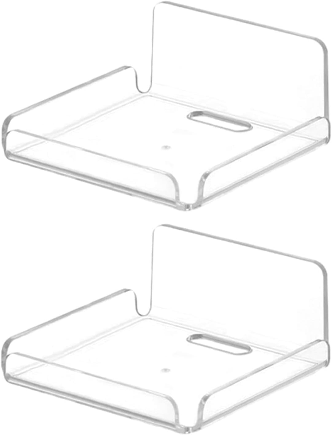 Best Media Acrylic Floating Shelves, No Drill Wall Mounted Display Shelf for Books, Pictures, Plants, Bathroom and Office, 2-Pack Clear