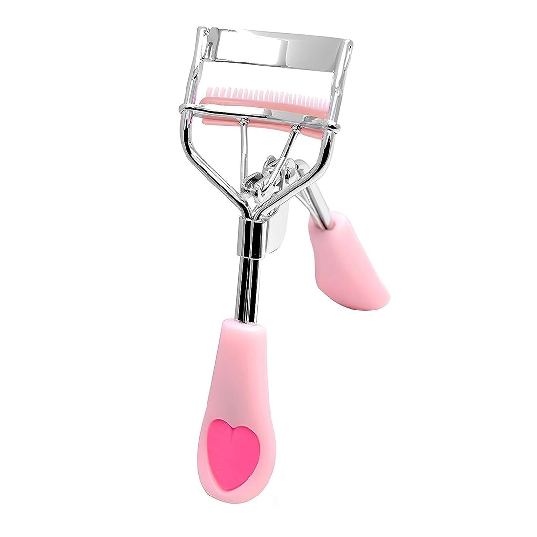 Silicone Grip Eyelash Curler with Built in Comb Mini Small Best Lash Tool Portable Compact Makeup Lash