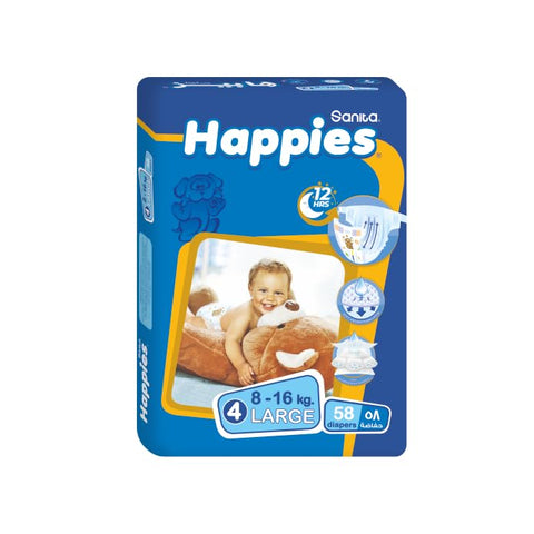 Happies Baby Diapers stretch Large (size 4) 58 diapers