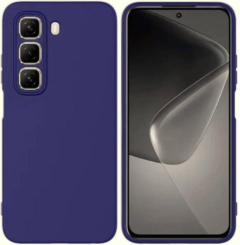 Silicone Case High Quality Padded Inside with Full Camera Protection for Infinix Hot 60 Pro Plus (Navy)