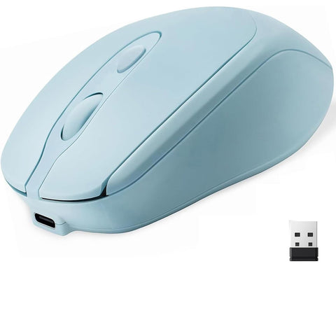 M256 Dual Mode Wireless Mouse – Bluetooth 5.2 & 2.4GHz Silent Ergonomic Mouse, Rechargeable USB-C, Adjustable 1600 DPI, Portable for Laptop, PC & MacBook, Blue