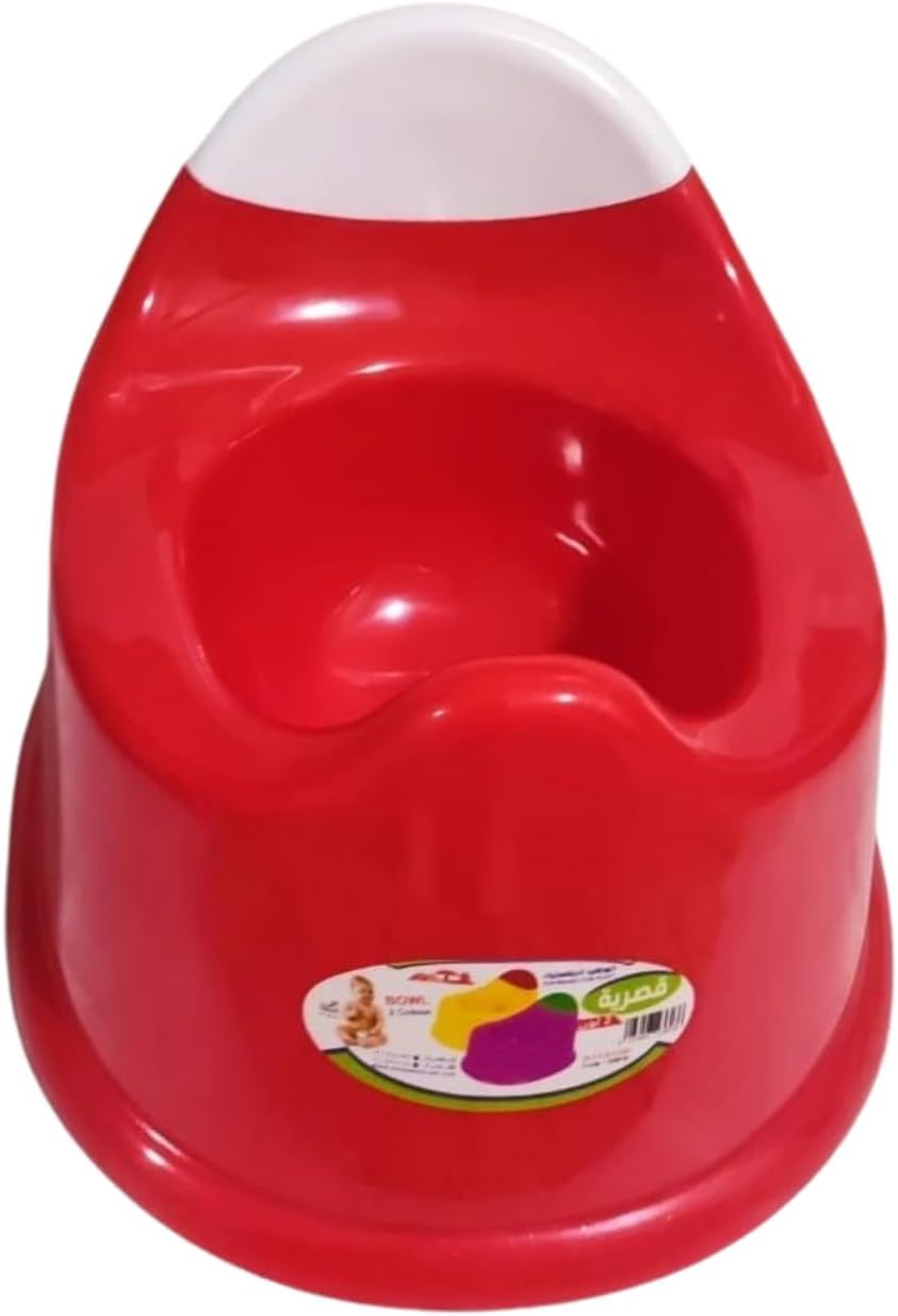 2 Colors Plastic Baby Potty Training Potty – Comfortable and Safe Design – Stable Anti-Slip Base – Easy to Clean and Lightweight (Red)