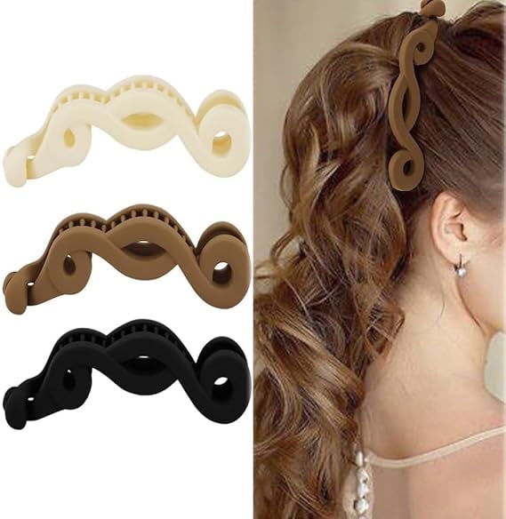 hair clips barrettes for women Tortoise Hair Clip Solid Transparent Banana Hairpin Music Character Design Twist Hair Clamps Fashion Hair Accessories (Color : Multi)