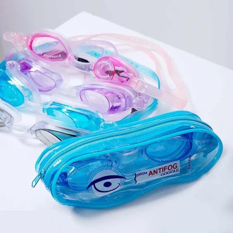 TRUE FIT® Kids Swim Goggles for Unforgettable Experience with ® Kids Swim Goggles, Anti-Fog UV Protection, No Leak, Clear Vision with Adjustable Strap (Blue Sky)