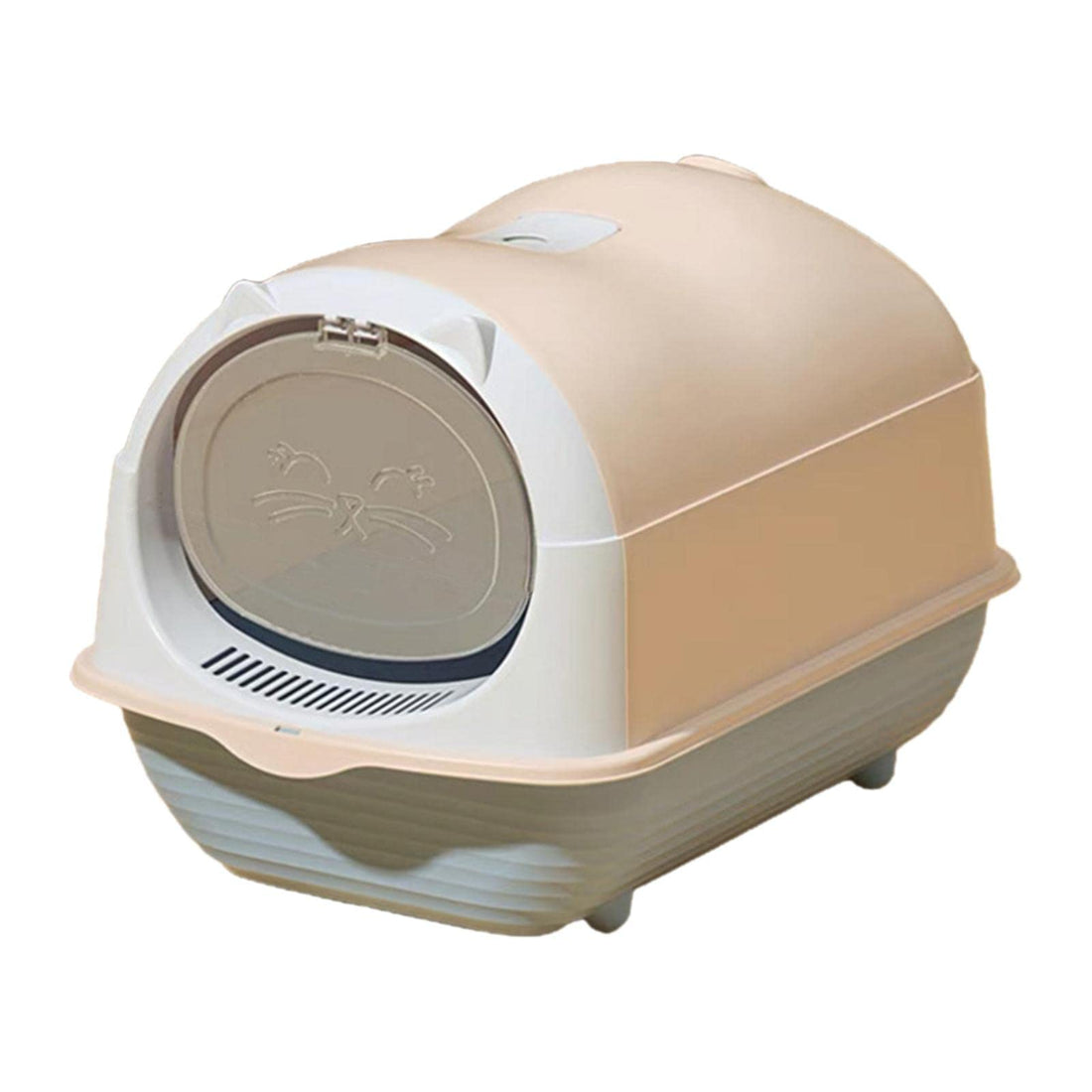 F Fityle Cat Litter Box and Toilet Crates Cat Litter Box with Hood Closed Lid Cat Toilet with Pedal Leaking Sand and Entrance Curtain, Light Pink
