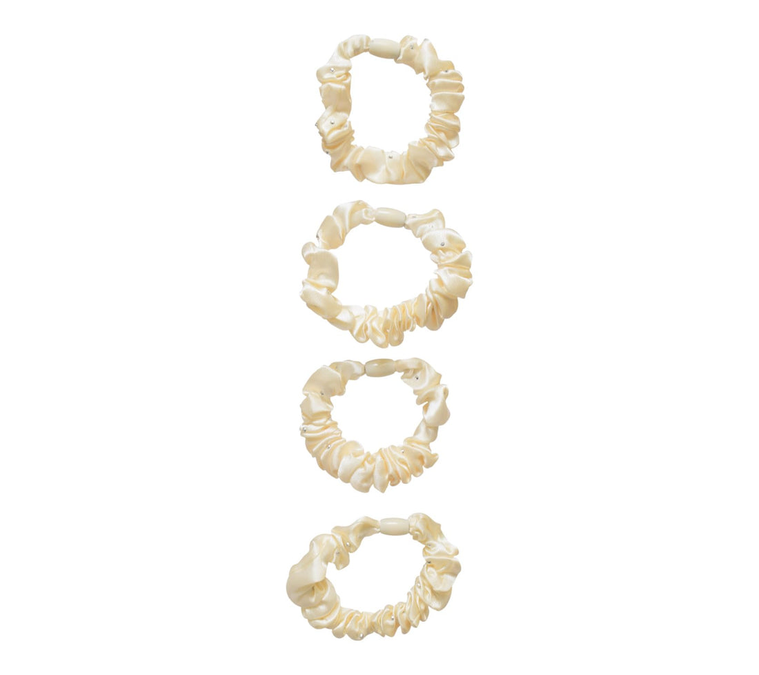 Daphne 4-Piece Girls' Cotton Hair Ties - Off White