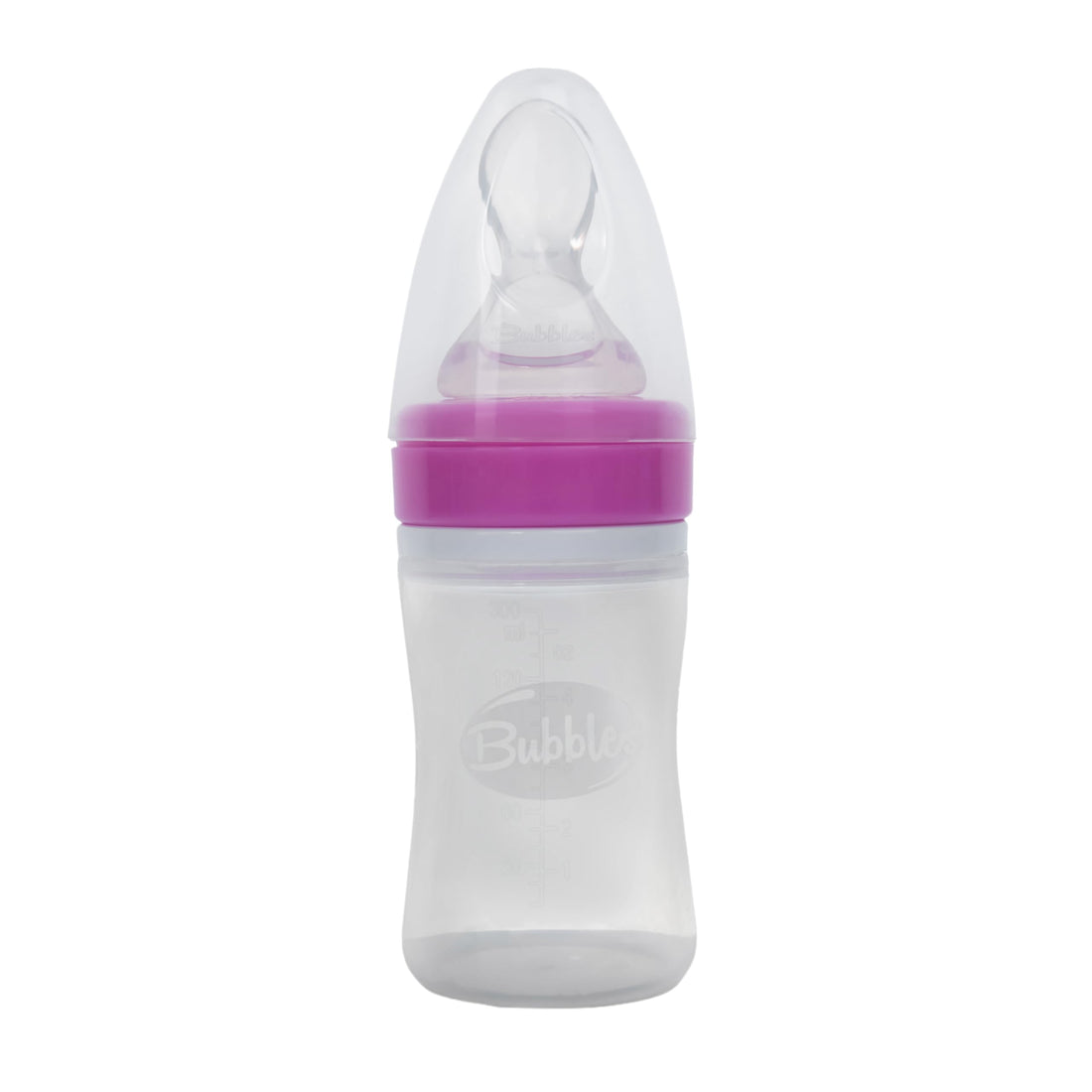 Bubbles Silicone Feeding Bottle with Spoon - Pink 150 ml